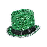 Fever Felt and Sequin Deluxe Top Hat Green Costume Accessory