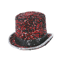 Fever Felt and Sequin Deluxe Top Hat Red Costume Accessory 