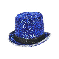 Fever Felt and Sequin Deluxe Top Hat Blue Costume Accessory