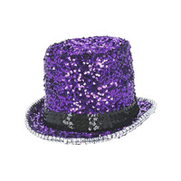 Fever Felt and Sequin Deluxe Top Hat Purple Costume Accessory
