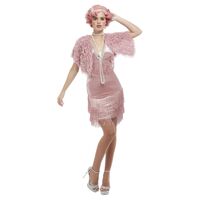 20s Vintage Pink Flapper Adult Costume Size: Large