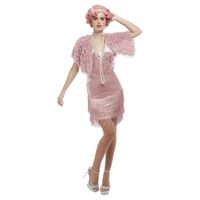 20s Vintage Pink Flapper Adult Costume Size: Small
