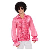 60s Ruffled Mens Costume Shirt Hot Pink Size: Large