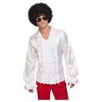60s Ruffled Shirt Adult Costume White Size: Large
