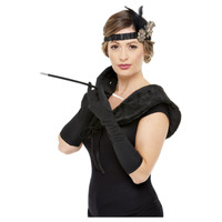 1920s Deluxe Black and Gold Costume Accessories Set