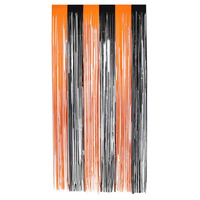 Matt Fringe Curtain Backdrop Orange and Black