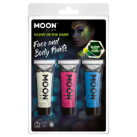 Moon Glow - Glow in the Dark Face Paint 12ml Invisible, Pink, Blue