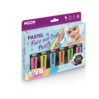 Moon Glow Pastel Neon UV Face Paint Box Set Assorted Colours 12ml each