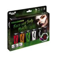 Moon Terror Halloween Face and Body Paint Box Set 12ml Assorted Colours Including Fake Blood Halloween Special Effect