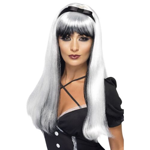 Silver Over Black Bewitching Wig Costume Accessory