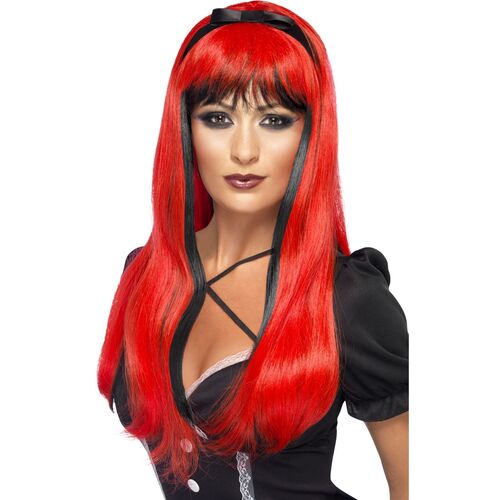 Red Over Black Bewitching Wig Costume Accessory