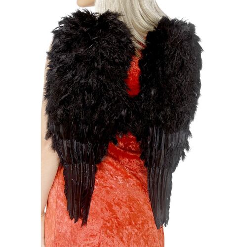 Large Black Feather Angel Wings Costume Accessory