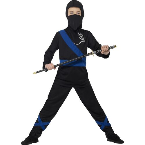 Ninja Assassin Black and Blue Child Costume Size: Medium