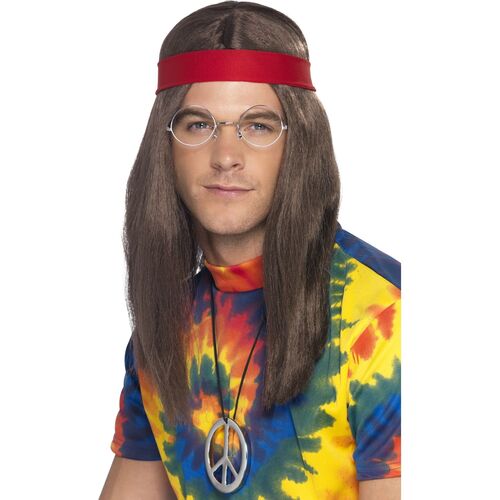 Mens Brown Hippy Costume Accessory Set