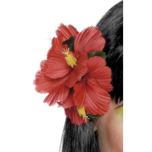 Hawaiian Red Flower Hair Clip Costume Accessory