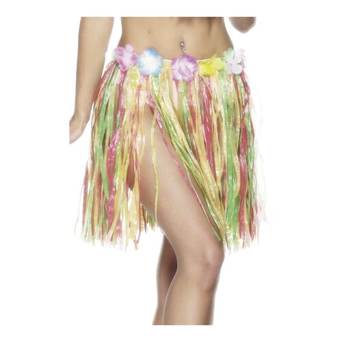 Hawaiian Hula Skirt Short Multi Coloured Adult Costume