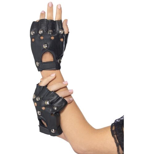 Black Punk Gloves Costume Accessory