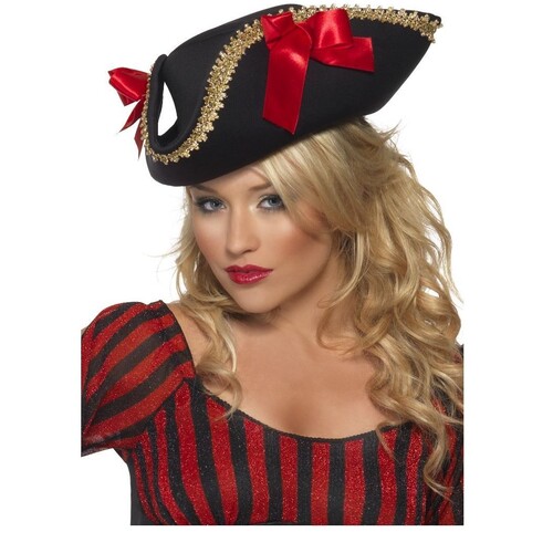 Black Fever Pirate Hat Costume Accessory
