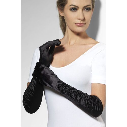 Black Long Temptress Gloves Costume Accessory