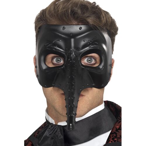 Venetian Gothic Capitano Black Mask Costume Accessory