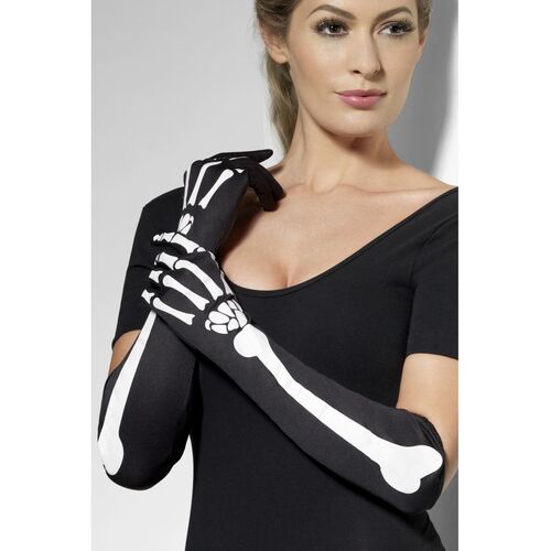 Skeleton Long Gloves Costume Accessory