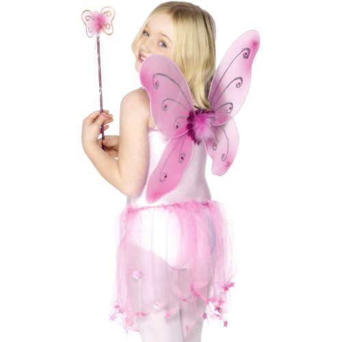 Pink Butterfly Child Wings and Wand Costume Accessory Set