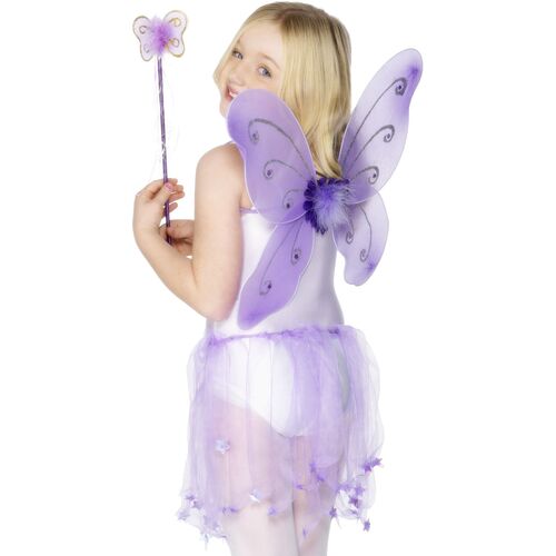 Purple Butterfly Child Wings and Wand Costume Accessory Set