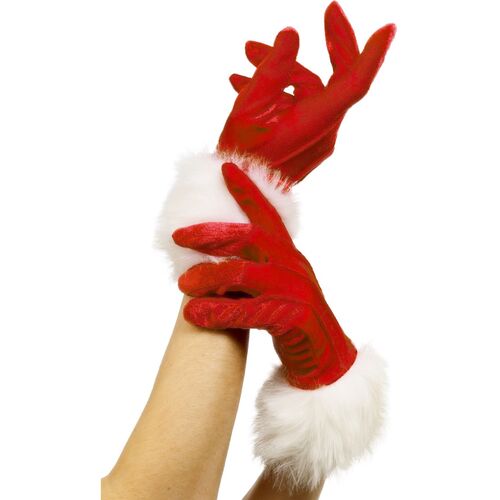 Santa Red Gloves Costume Accessory