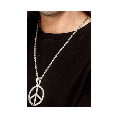 60 Peace Sign Hippie Medallion Costume Accessory