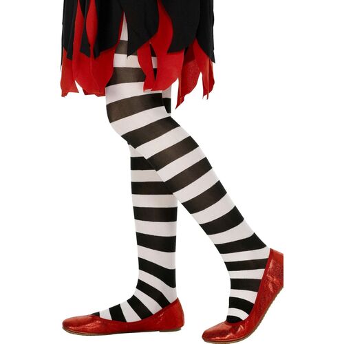 Black and White Striped Child Tights Costume Accessory