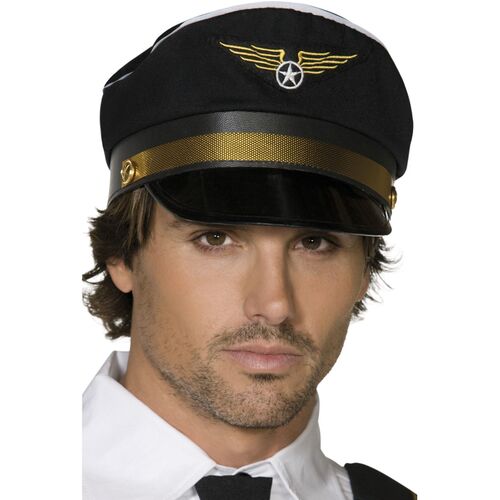 Pilots Black Cap Costume Accessory 