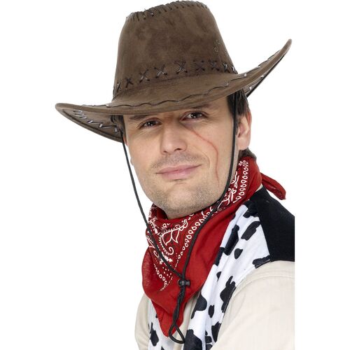 Suede Look Cowboy Hat Brown Costume Accessory 