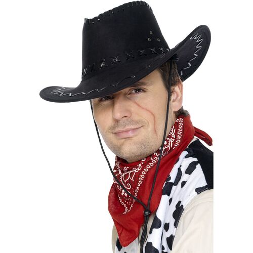 Cowboy Hat Suede Look Black Costume Accessory 