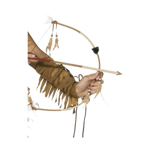 Feathered Indian Bow and Arrow Set Costume Prop 