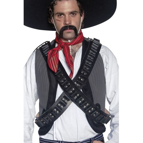 Authentic Western Leather Bandolier Bullet Belt Costume Prop 