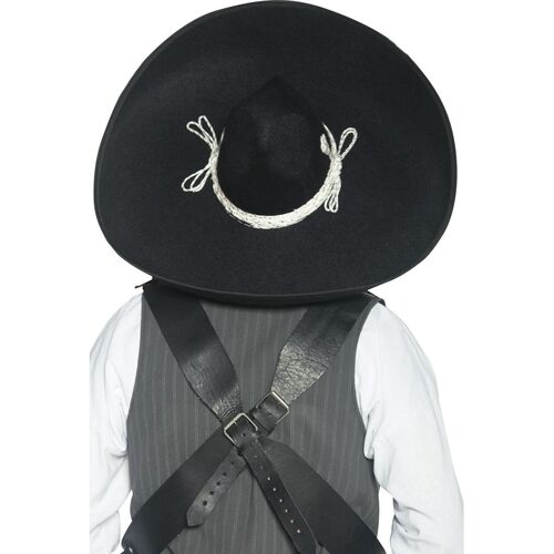 Western Authentic Mexican Bandit Black Hat Costume Accessory 