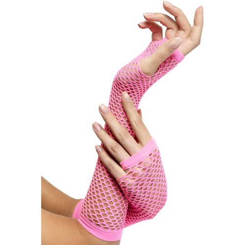 Fishnet Long Gloves Pink Costume Accessory