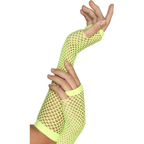 Fishnet Long Gloves Neon Green Costume Accessory