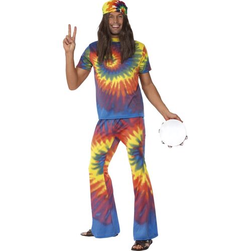 1960's Tie Dye Top and Flared Trousers Adult Costume Size: Medium