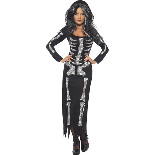 Skeleton Black Dress Adult Costume Size: Large