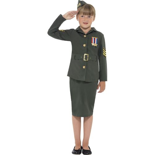 WW2 Army Girl Child Costume Size: Medium