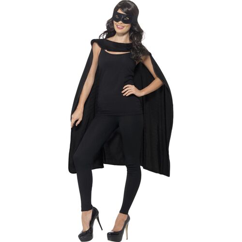 Black Cape with Eyemask Set Adult  Costume Accessory Set