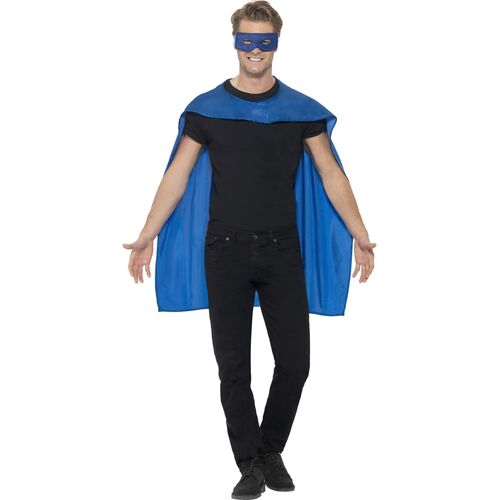 Blue Cape with Eyemask Set Adult  Costume Accessory Set