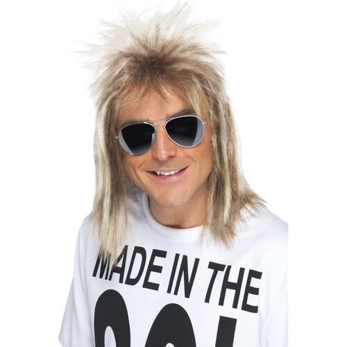Mullet 80's Ash Blonde Wig Costume Accessory