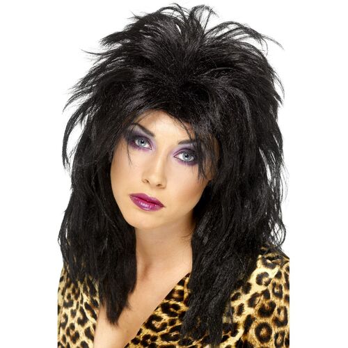 80's Popstar Black Wig Costume Accessory