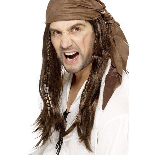 Buccaneer Pirate Wig Costume Accessory Brown