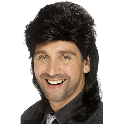 Mullet Black Wig Costume Accessory