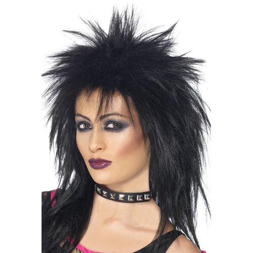 Mullet Black Rock Diva Wig Costume Accessory