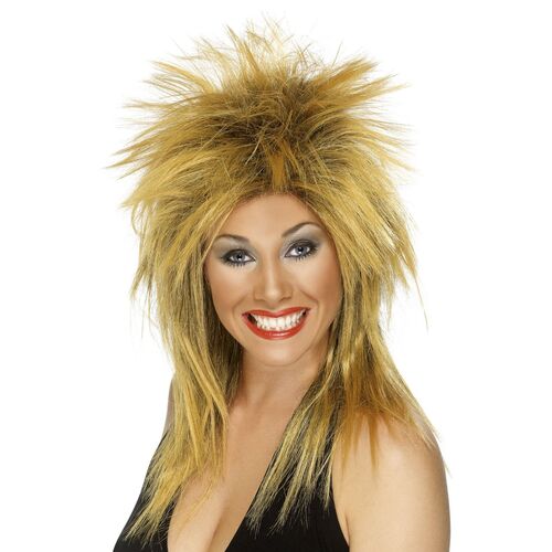 Mullet Ginger and Black Rock Diva Wig Costume Accessory