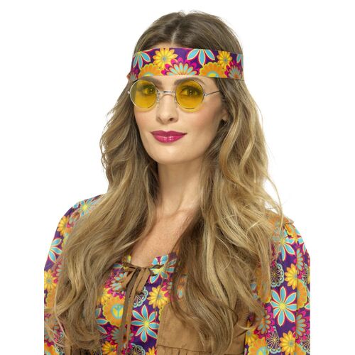 Yellow Hippie Glasses Costume Accessory